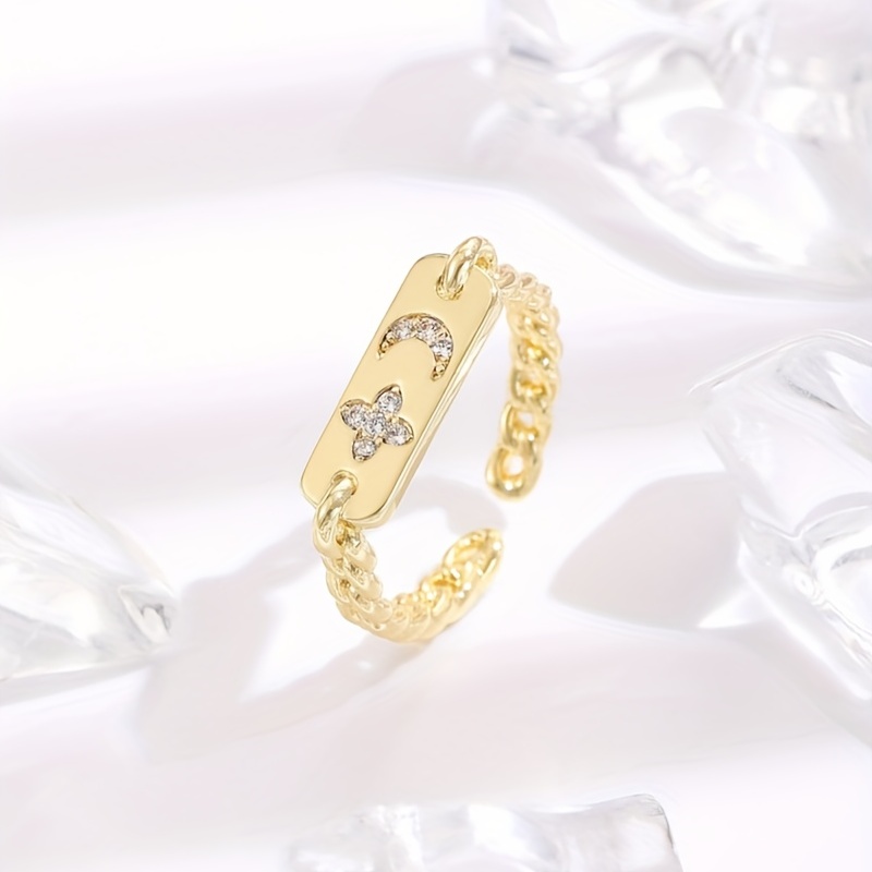 Men's Moon Flower Adjustable Ring Couple Opening